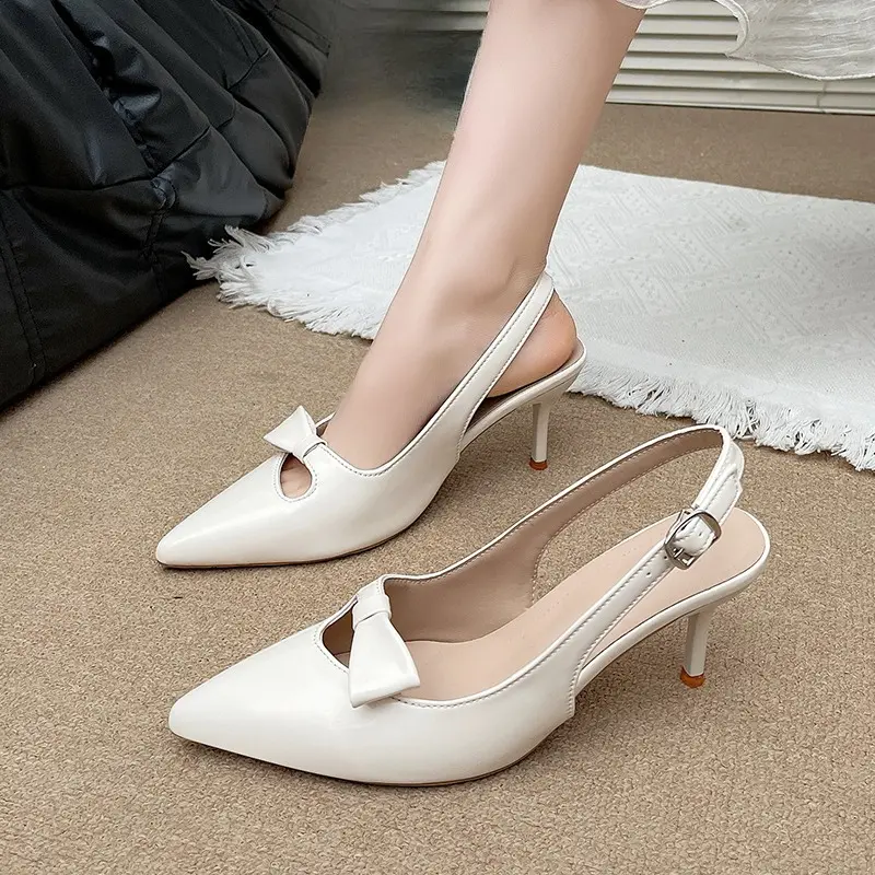 Butterfly Knot Head Sandals Women Fashion Pointy Shallow Mouth Set Foot Anti-slip Wear-resistant High Heels