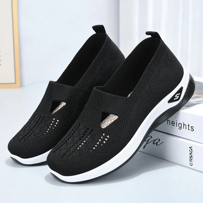 Autumn New Casual Sports Shoes Women's Fashion Round Head Mesh Cloth Breathable Soft Sole Non-slip Single Shoes