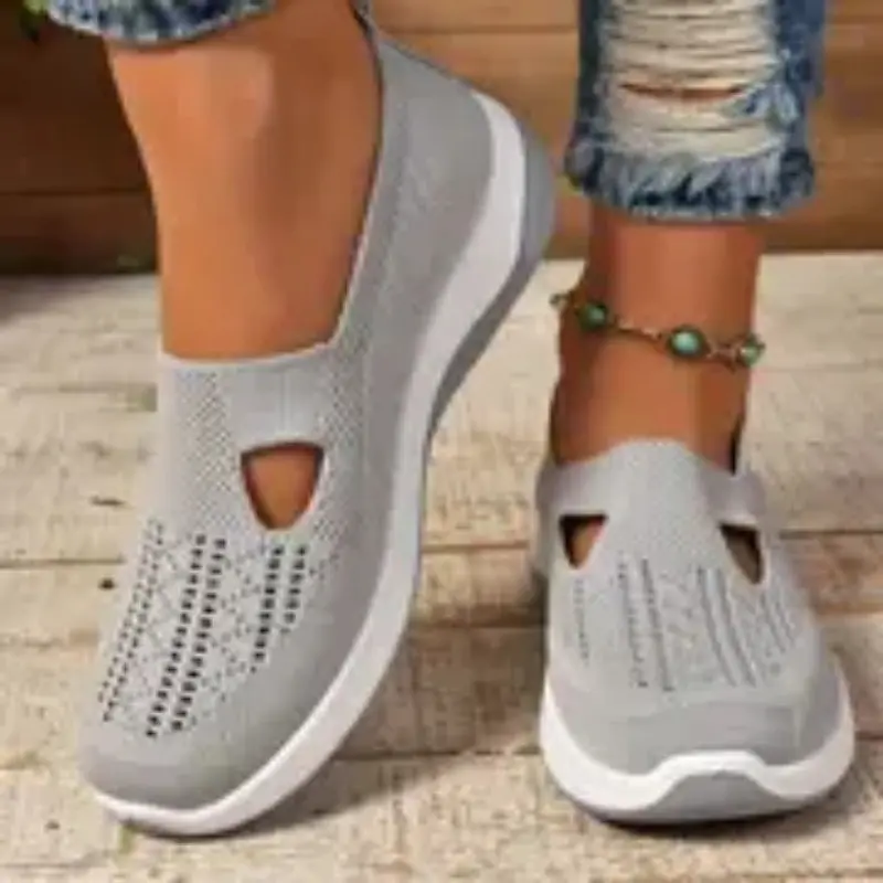 Autumn New Casual Sports Shoes Women's Fashion Round Head Mesh Cloth Breathable Soft Sole Non-slip Single Shoes