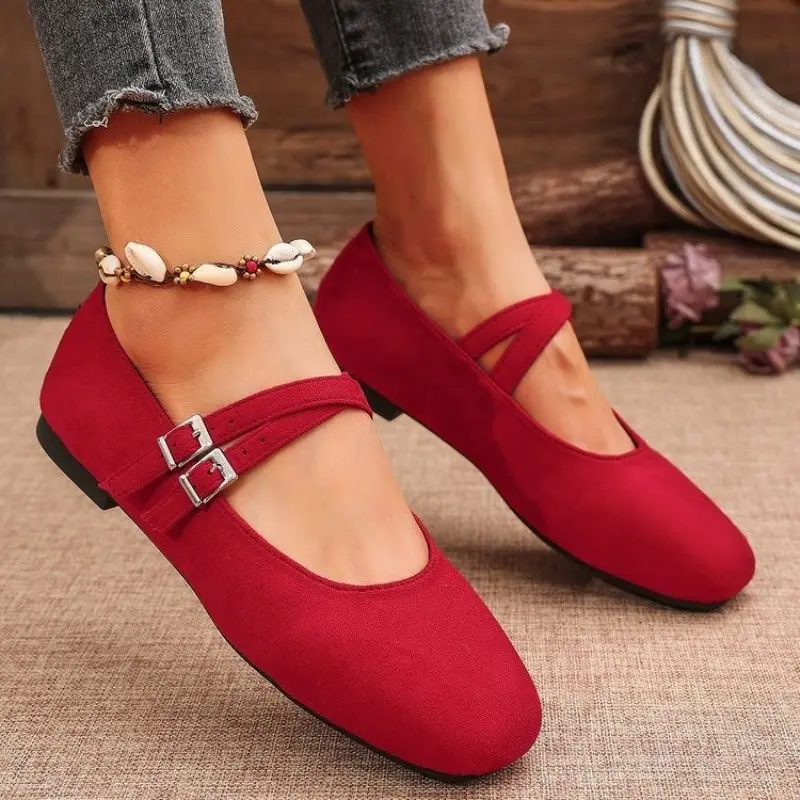 Women's Fashion Flat Shoes Autumn New Square Head Shallow Mouth Soft Sole Anti-slip Wear-resistant Low-top Shoes