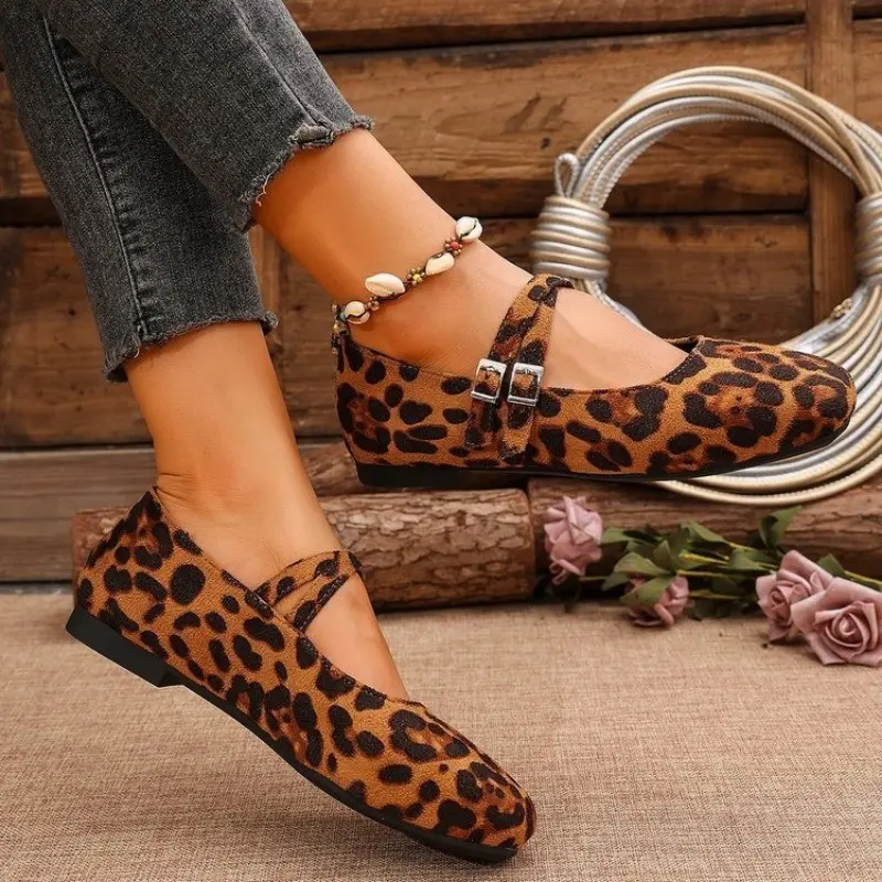 Women's Fashion Flat Shoes Autumn New Square Head Shallow Mouth Soft Sole Anti-slip Wear-resistant Low-top Shoes