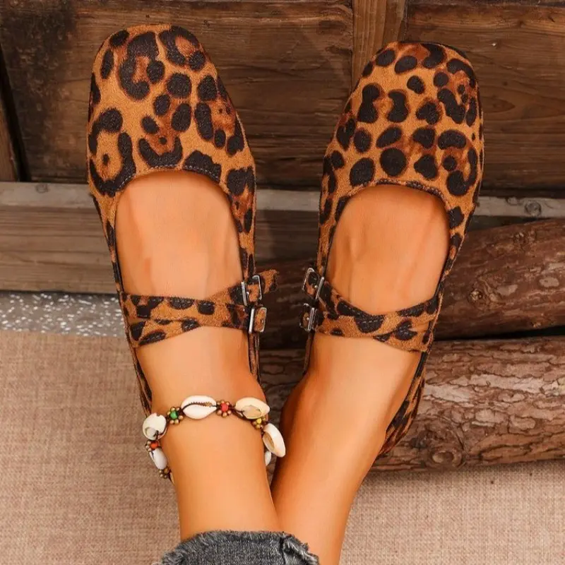 Women's Fashion Flat Shoes Autumn New Square Head Shallow Mouth Soft Sole Anti-slip Wear-resistant Low-top Shoes