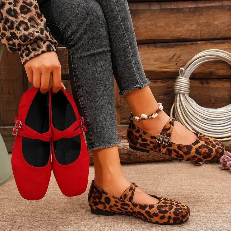 Women's Fashion Flat Shoes Autumn New Square Head Shallow Mouth Soft Sole Anti-slip Wear-resistant Low-top Shoes