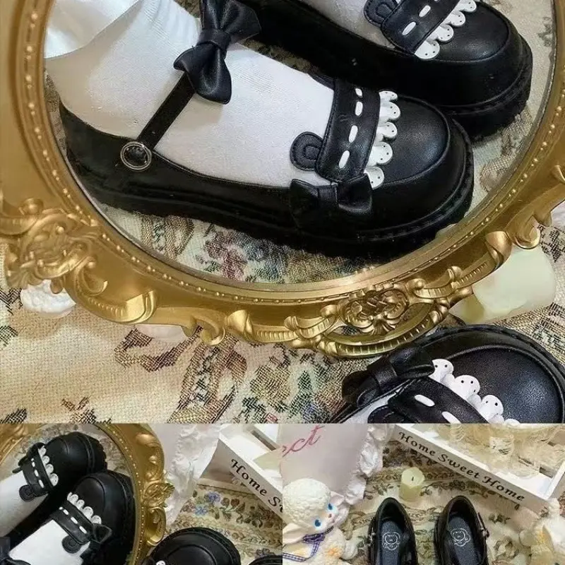 Women's Fashion Flat Shoes Spring New Round Head Shallow Mouth Butterfly Knot Splicing Thick Sole Non-slip Shoes