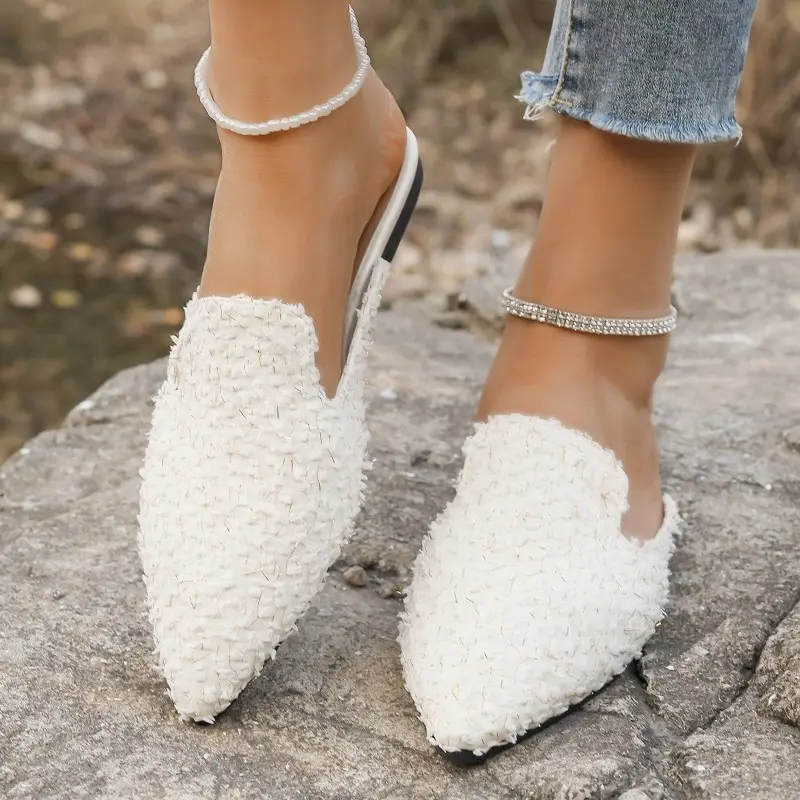 Women's Baotou Slippers Spring New Pointed Head Deep Mouth Suede Soft Sole Anti-slip Wear-resistant Flat Shoes