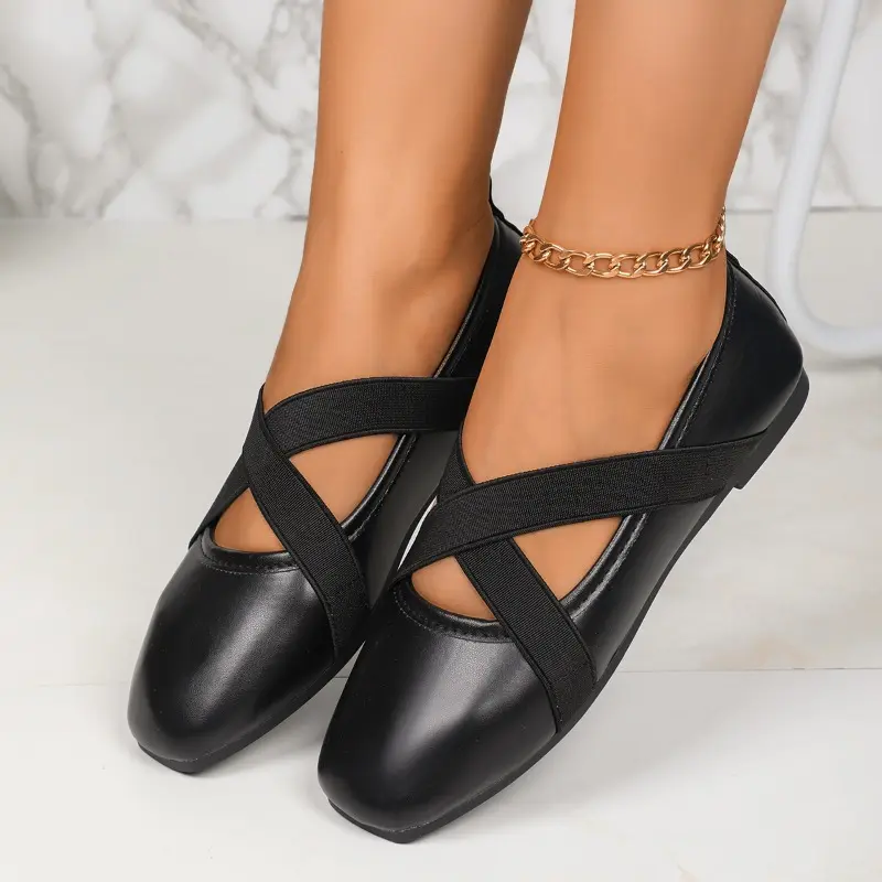 Women's New Fall Flat Shoes Square Head Shallow Mouth Soft Sole Anti-slip Wear-resistant Low-top Shoes