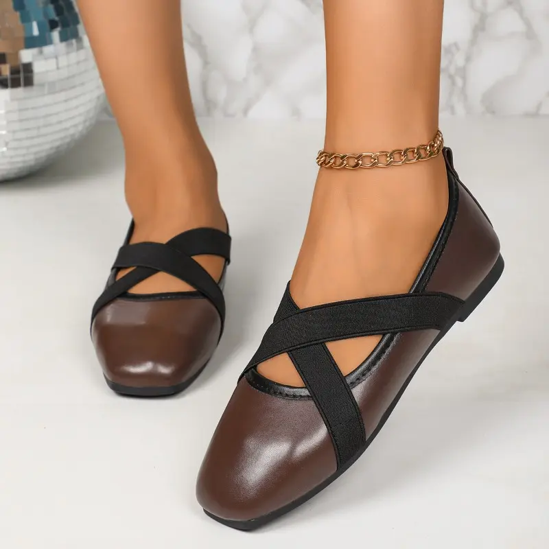 Women's New Fall Flat Shoes Square Head Shallow Mouth Soft Sole Anti-slip Wear-resistant Low-top Shoes