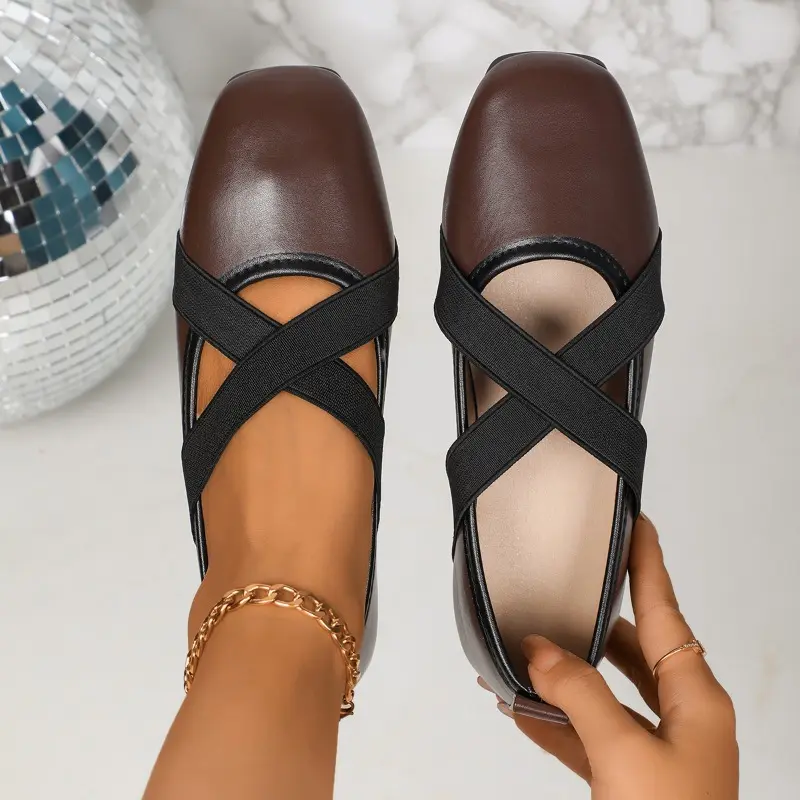 Women's New Fall Flat Shoes Square Head Shallow Mouth Soft Sole Anti-slip Wear-resistant Low-top Shoes