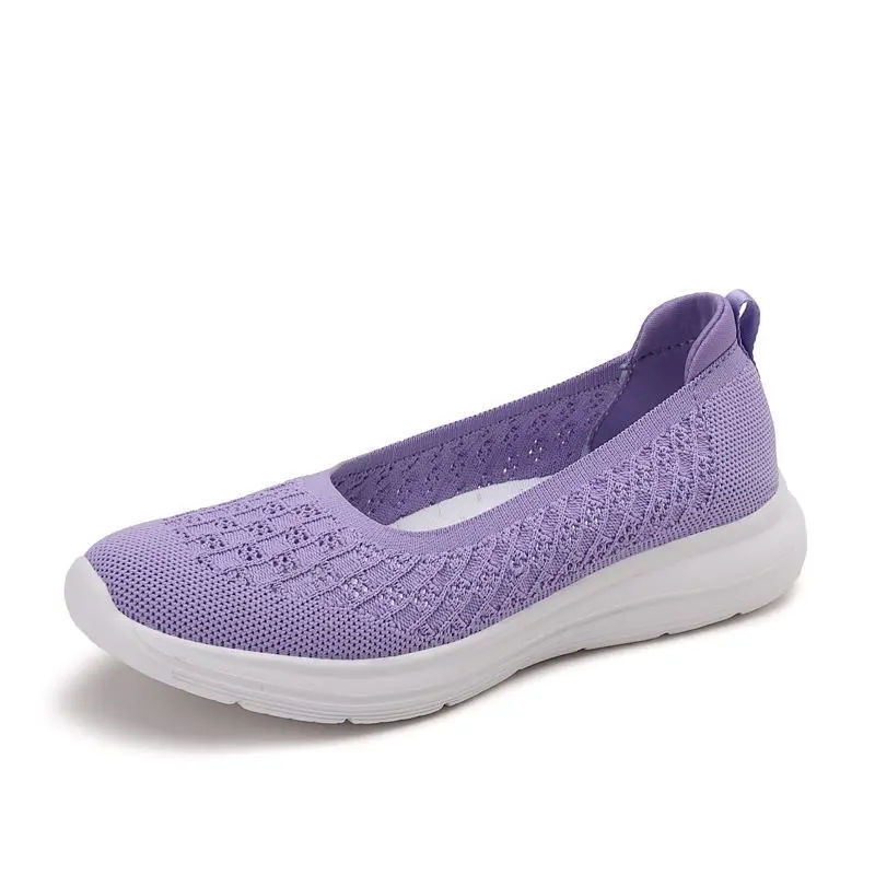 Women's Summer Mesh Breathable Shallow Mouth Slip Soft Sole Non-slip Light Single Shoes Round Toe Flat Cloth Shoes