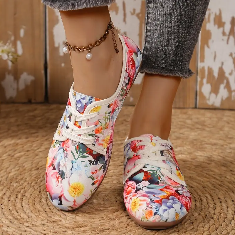 Women's Fashion Flat Shoes Spring New Round Head Deep Mouth Before Lacing Soft Sole Anti-slip Wear-resistant Single Shoes