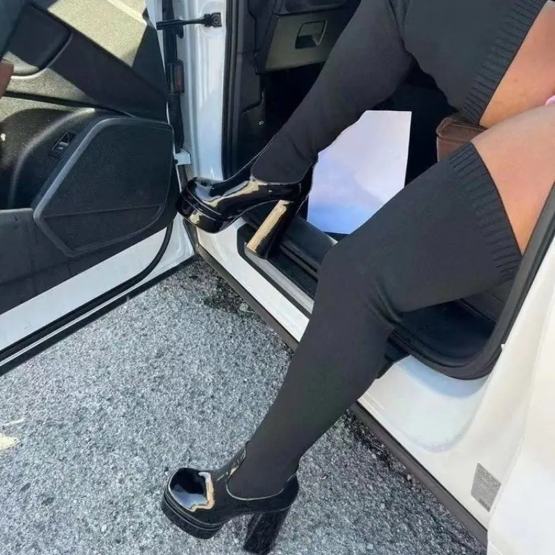 Over The Knee Thigh Boots Autumn New Paneled Stretch Cloth Sleeve Platform Block Heel Sock Boots