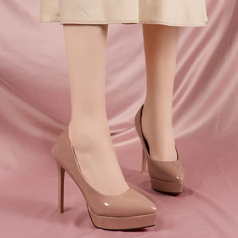 Super High Heel Shoes Spring New Pointed Head Shallow Mouth Waterproof Platform Slip-on Women's Shoes