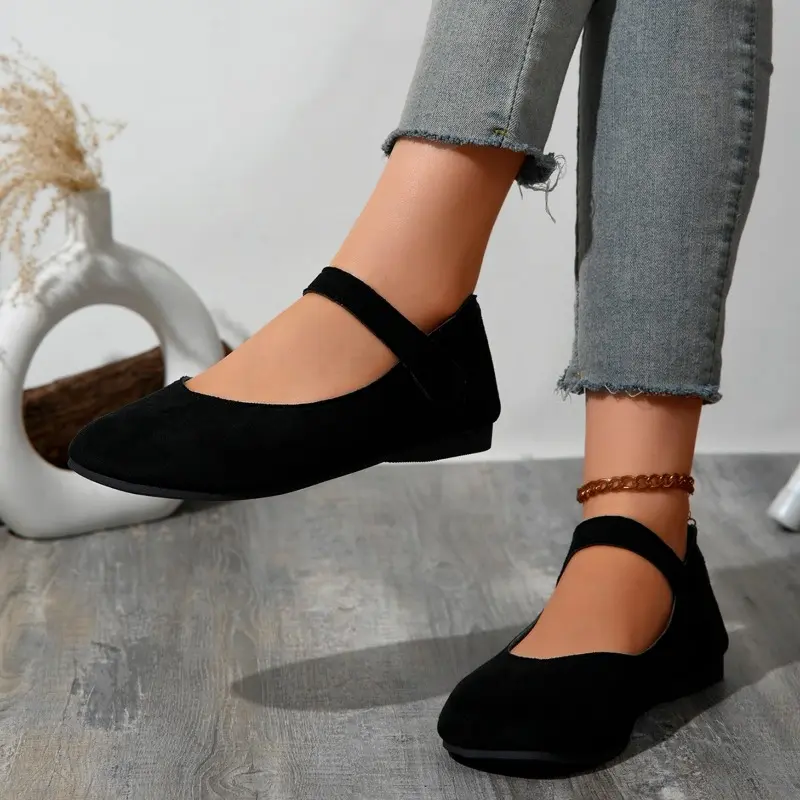 Women's Fashion Flat Shoes Spring New Round Head Shallow Mouth Suede Soft Sole Non-slip Low Top Shoes