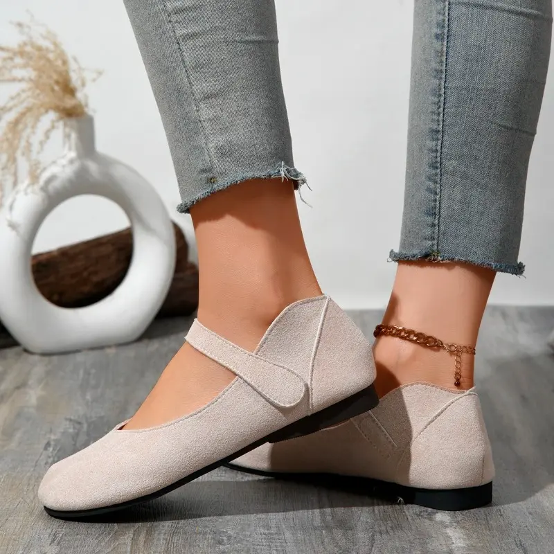 Women's Fashion Flat Shoes Spring New Round Head Shallow Mouth Suede Soft Sole Non-slip Low Top Shoes