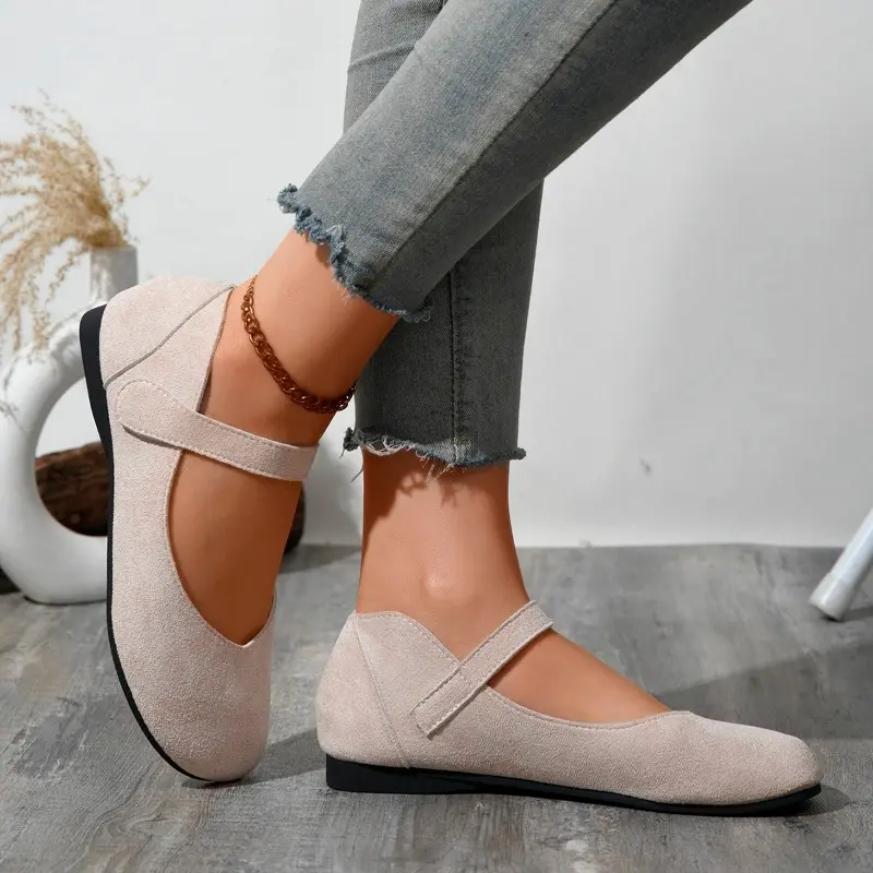Women's Fashion Flat Shoes Spring New Round Head Shallow Mouth Suede Soft Sole Non-slip Low Top Shoes