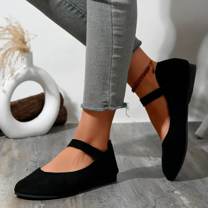 Women's Fashion Flat Shoes Spring New Round Head Shallow Mouth Suede Soft Sole Non-slip Low Top Shoes
