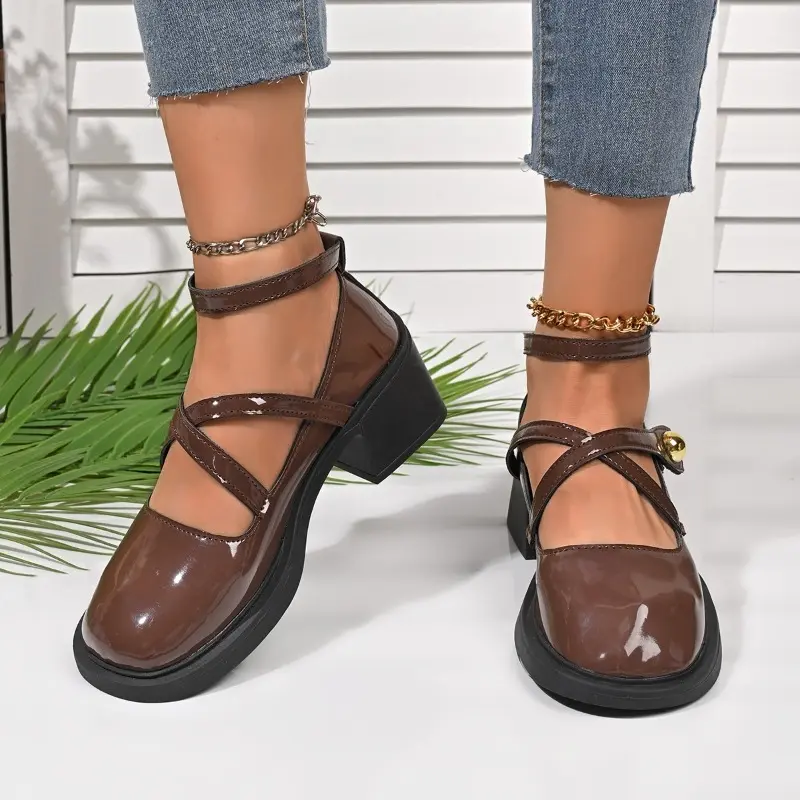 Autumn New Thick Heel Shoes Women's Fashion Round Head Shallow Mouth Thick Sole Non-slip High Heels