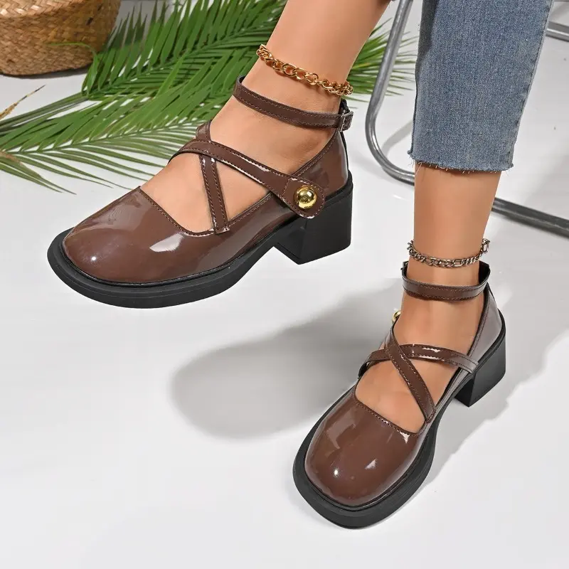 Autumn New Thick Heel Shoes Women's Fashion Round Head Shallow Mouth Thick Sole Non-slip High Heels