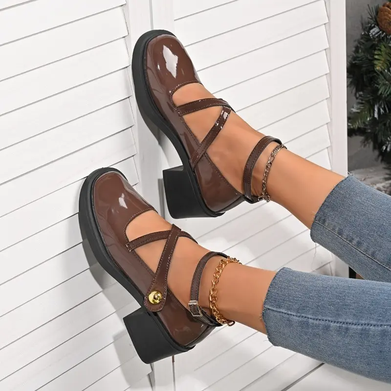 Autumn New Thick Heel Shoes Women's Fashion Round Head Shallow Mouth Thick Sole Non-slip High Heels