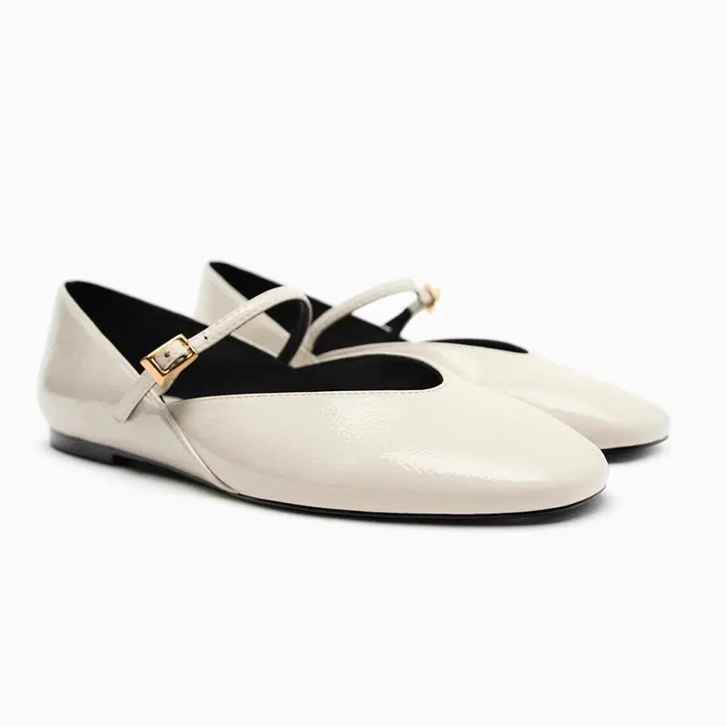 Women's Fashion Flat Shoes Spring New Square Head Shallow Mouth Word with Soft Sole Anti-slip Wear-resistant Single Shoes