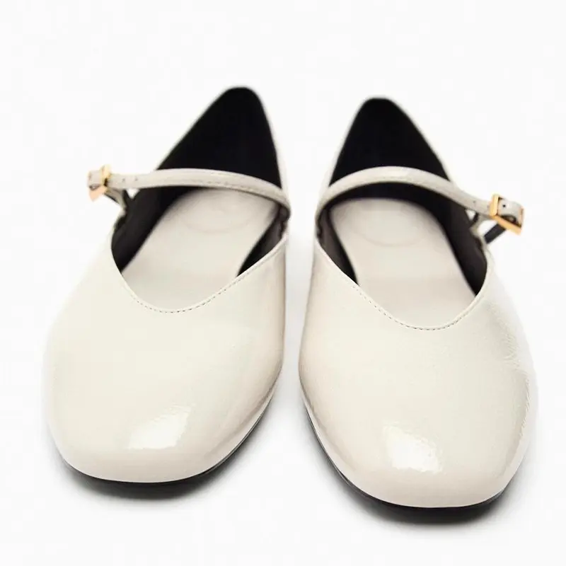 Women's Fashion Flat Shoes Spring New Square Head Shallow Mouth Word with Soft Sole Anti-slip Wear-resistant Single Shoes