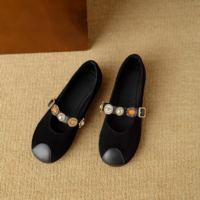 Autumn New Flat Single Shoes Women's Fashion Round Head Shallow Mouth Soft Sole Anti-slip Wear-resistant Low-top Shoes