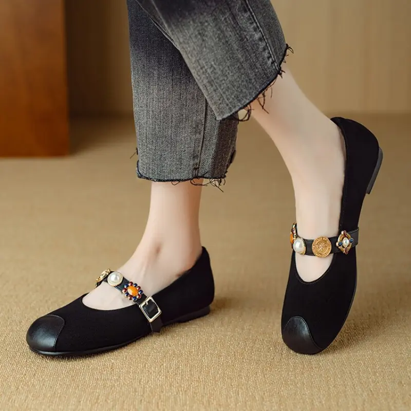 Autumn New Flat Single Shoes Women's Fashion Round Head Shallow Mouth Soft Sole Anti-slip Wear-resistant Low-top Shoes