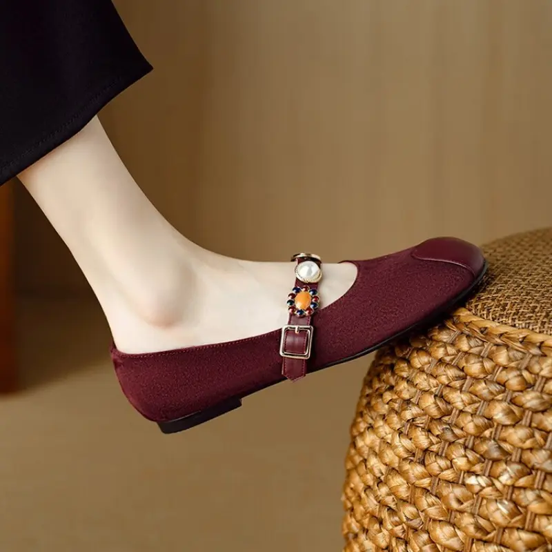 Autumn New Flat Single Shoes Women's Fashion Round Head Shallow Mouth Soft Sole Anti-slip Wear-resistant Low-top Shoes