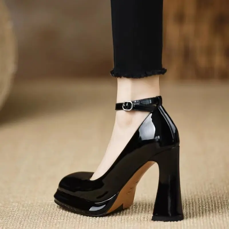 Mary Jane Waterproof Platform High Heels Women's Summer New Square Head Shallow Mouth Thick Heel Shoes