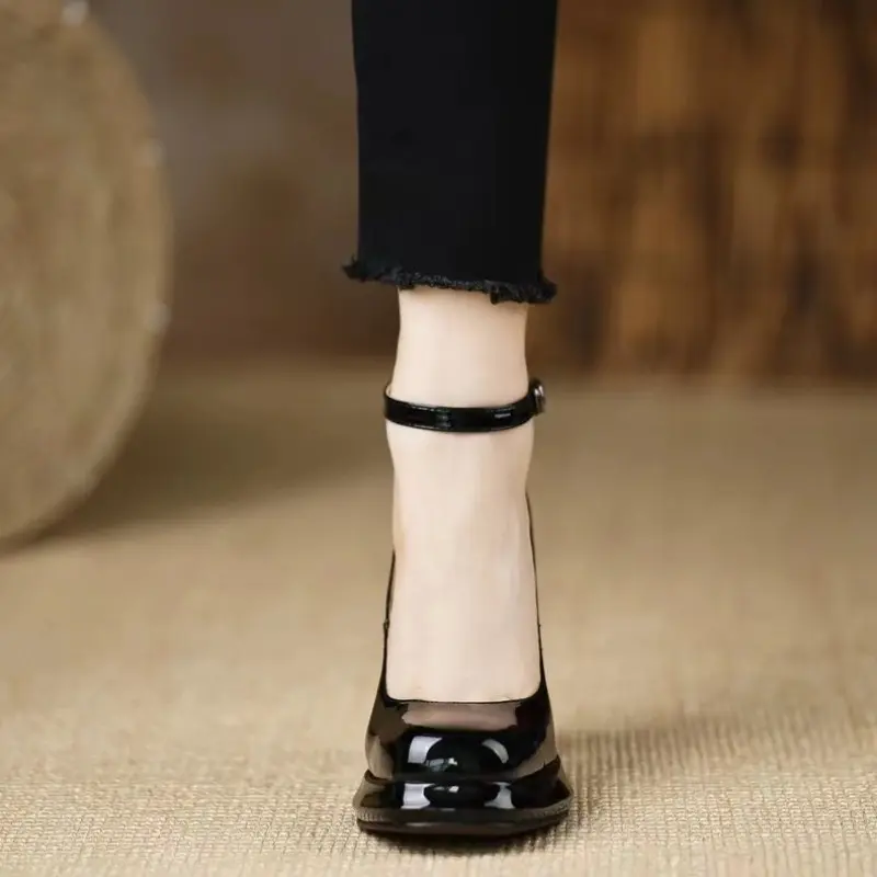 Mary Jane Waterproof Platform High Heels Women's Summer New Square Head Shallow Mouth Thick Heel Shoes
