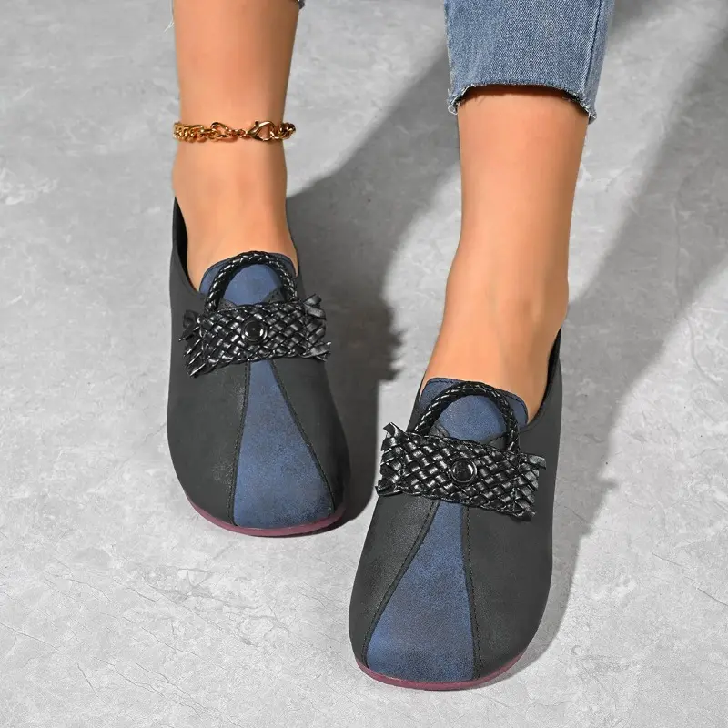 Autumn New Flat Shoes Women Fashion Round Head Slip-on Soft Soles Anti-slip Wear-resistant Low-top Shoes