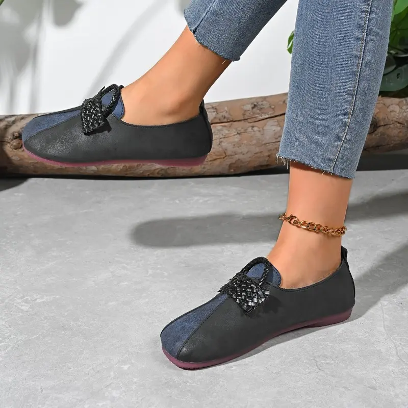 Autumn New Flat Shoes Women Fashion Round Head Slip-on Soft Soles Anti-slip Wear-resistant Low-top Shoes