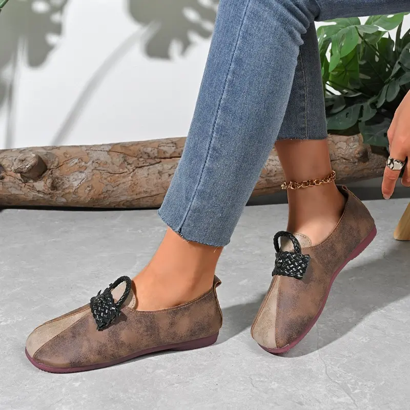 Autumn New Flat Shoes Women Fashion Round Head Slip-on Soft Soles Anti-slip Wear-resistant Low-top Shoes