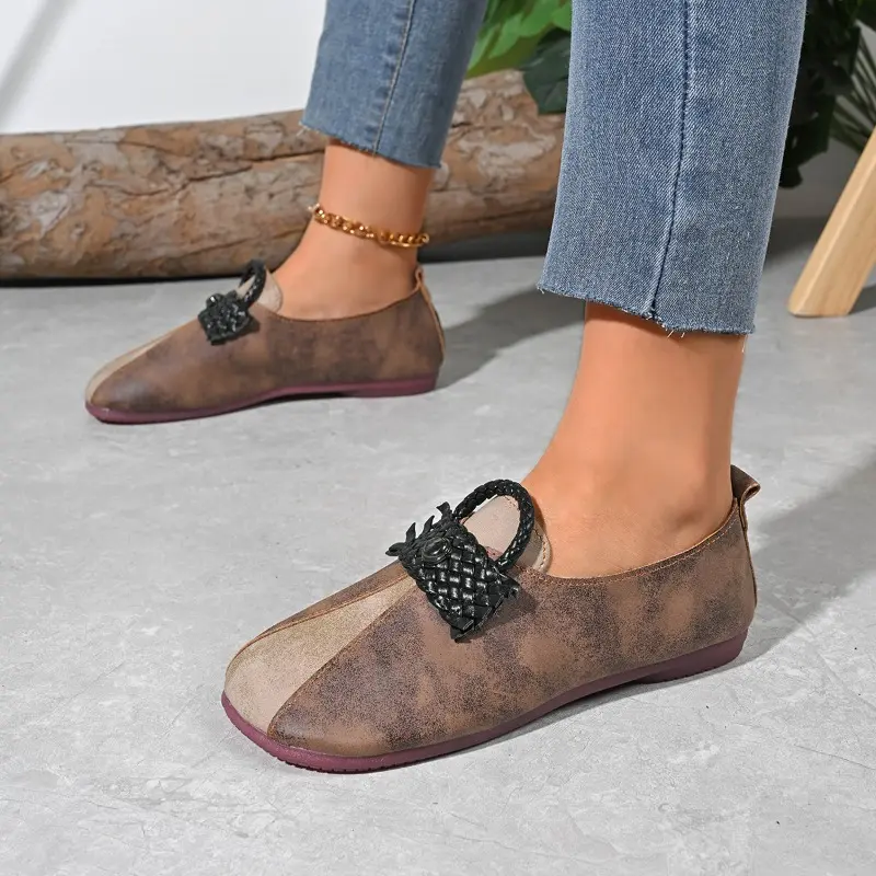 Autumn New Flat Shoes Women Fashion Round Head Slip-on Soft Soles Anti-slip Wear-resistant Low-top Shoes