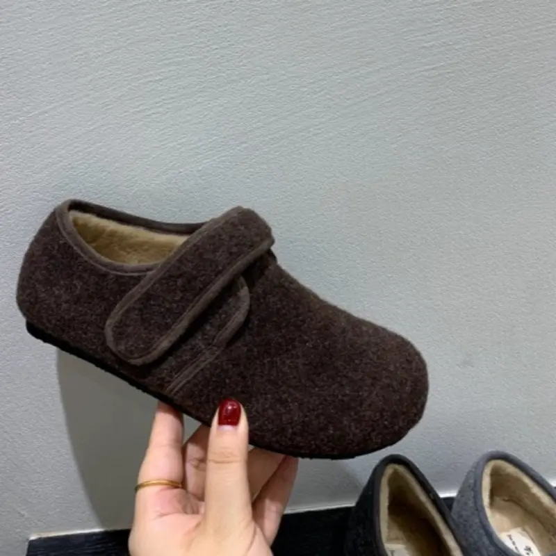 Women's Fashion Flat Shoes Autumn New Round Head Shallow Mouth Suede Soft Sole Anti-slip Wear-resistant Cotton Shoes