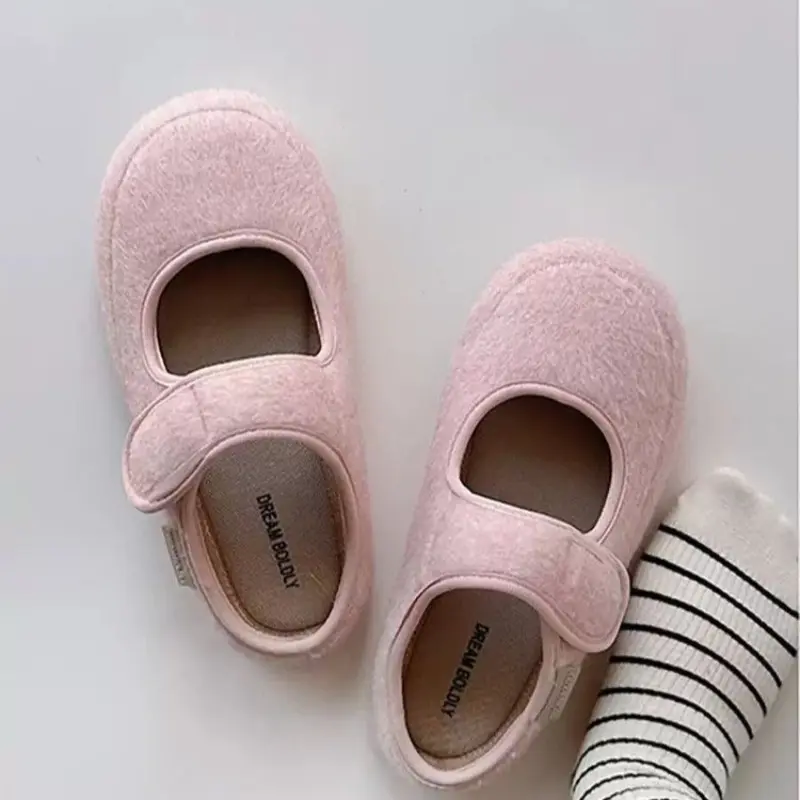Women's Fashion Baotou Slippers Autumn New Round Head Shallow Mouth Suede Soft Sole Anti-slip Wear-resistant Flat Shoes