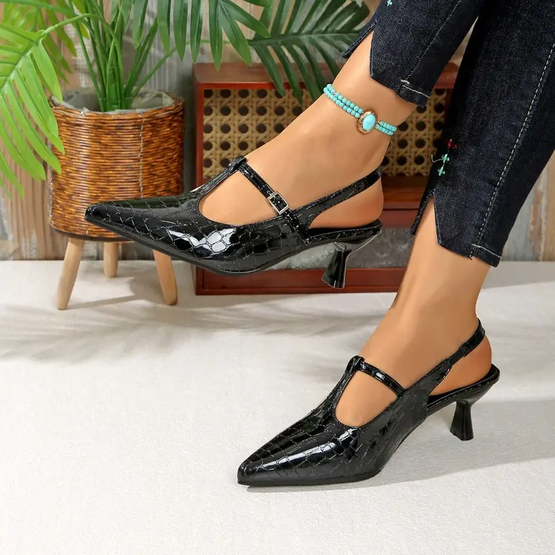 Baotou Sandals Spring and Summer New Pointed Toe Shallow Mouth Stiletto Patent Leather Temperament High Heels