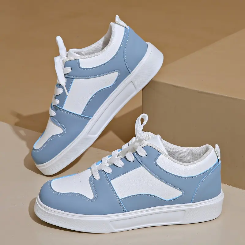 Women's Casual Sports Shoes Autumn New Round Head Front Lacing Splicing Anti-slip Wear-resistant Flat Shoes