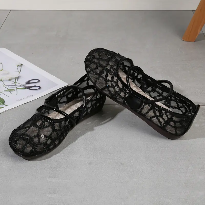 Suede Single Shoes Spring New Square Head Shallow Mouth Crystal Rivet Buckle A Line with Soft Sole Non-slip Flat Shoes