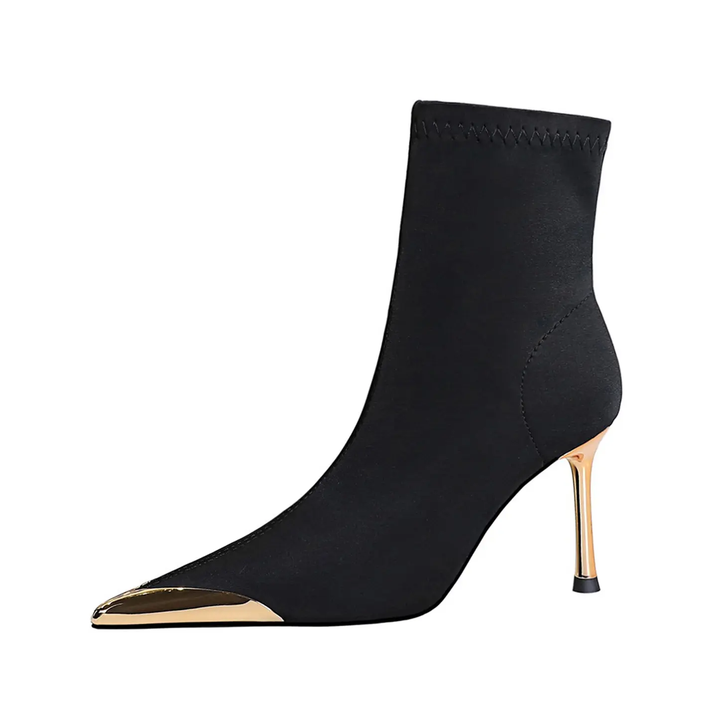 Stretch Boots Autumn New Metallic Pointed Toe Suede Cover Foot Non-Slip Wear-Resistant Slim Follower Boots