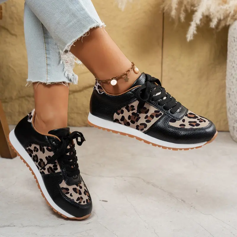 Autumn New Casual Sports Shoes Women's Fashion Round Head Splicing Front Lacing Soft Sole Non-slip Low Top Shoes