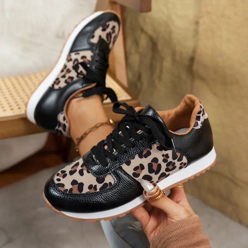 Autumn New Casual Sports Shoes Women's Fashion Round Head Splicing Front Lacing Soft Sole Non-slip Low Top Shoes