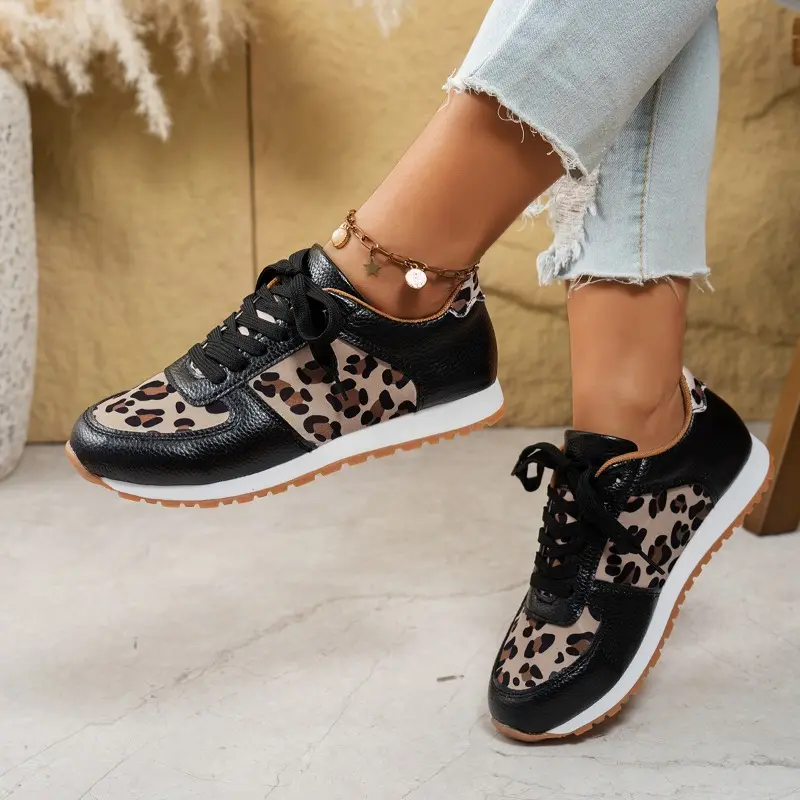 Autumn New Casual Sports Shoes Women's Fashion Round Head Splicing Front Lacing Soft Sole Non-slip Low Top Shoes