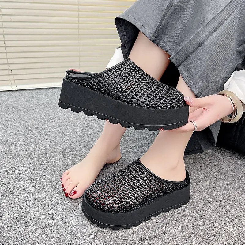 Summer New Waterproof Table Slippers Women's Round Head Preparation Deep Mouth Anti-slip Wear-resistant High Heels