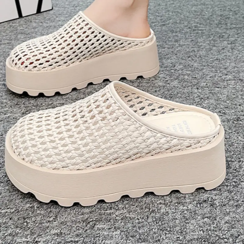 Summer New Waterproof Table Slippers Women's Round Head Preparation Deep Mouth Anti-slip Wear-resistant High Heels