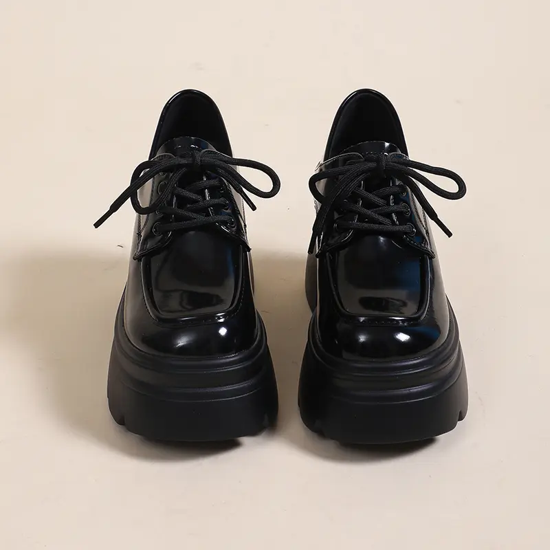 Autumn New Coarse Heel Shoes Women Fashion Round Head Front Strap Thick Sole Anti-slip Wear-resistant Low-top Shoes