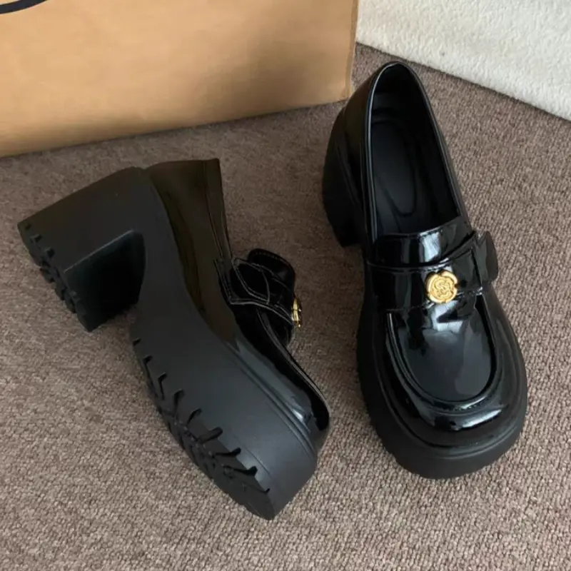 Autumn New Thick Heel Shoes Women's Fashion Round Head Deep Mouth Thick Sole Anti-slip Wear-resistant High Heels