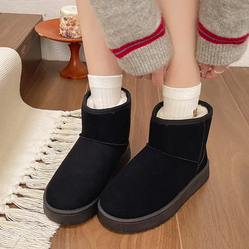 Women's Flat Snow Boots Winter New Suede Sleeve Non-slip Wear-resistant Comfortable Short Cotton Boots