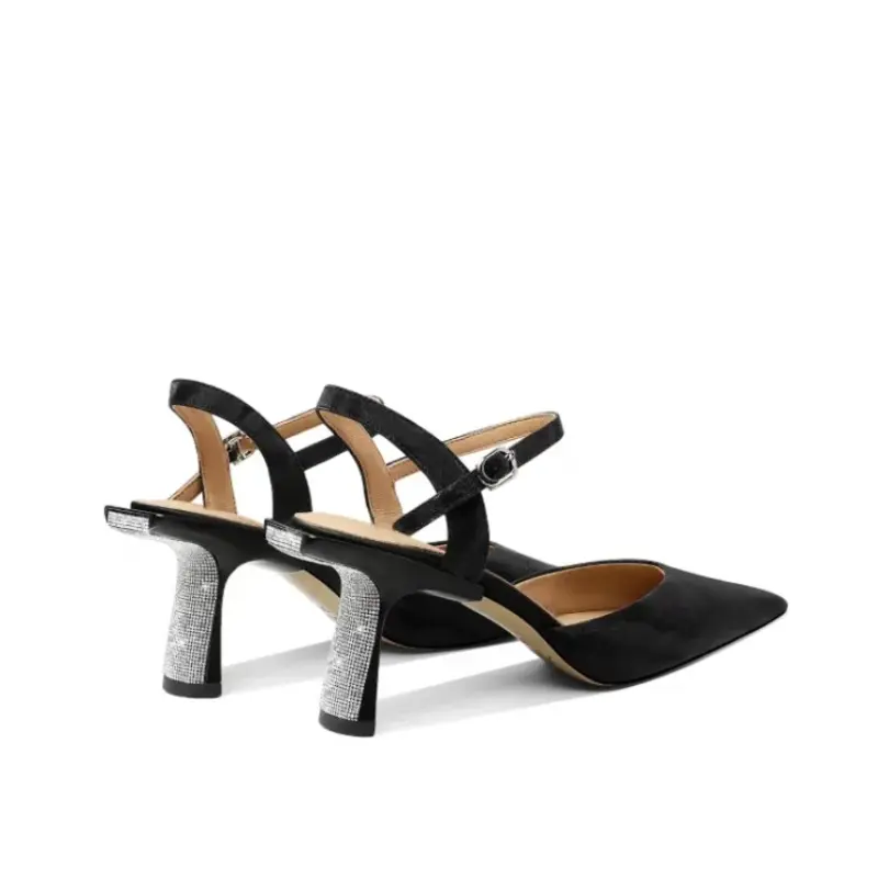 Baotou One-word Strap Pointed Toe Block Heel Sandals Women's Outside Wear 2025 New Summer French Roman High Heels
