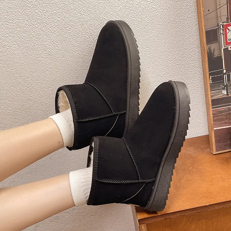 Women's Flat Snow Boots Winter New Suede Sleeve Non-slip Wear-resistant Comfortable Short Cotton Boots